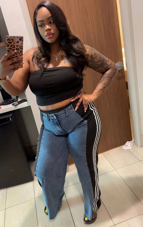 Denim Track Star Wide-Leg Jeans