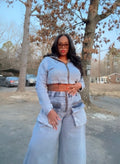 Wide leg denim set